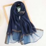 Жіночий шарф шифоновий шовк синій прозорий