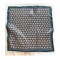 Шейный платок шелковый циановый с пудровым узором, 53*53 см