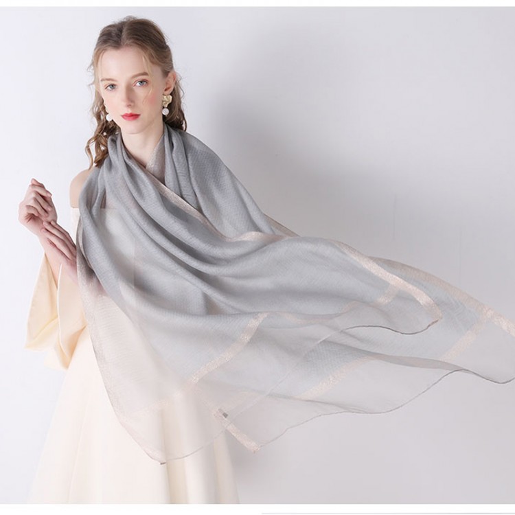 Шифоновий шовк жіночий шарф прозорий елегантний сірий