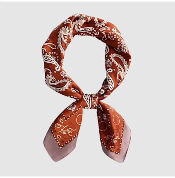 Шовкова хустка мідна з турецьким орнаментом 70*70 см Шовкова хустка мідна з турецьким орнаментом 70*70 см