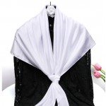 Атласный платок женский белый однотонный, 90*90 см