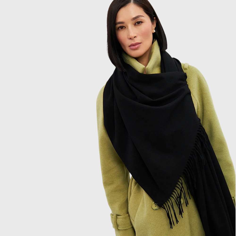 Жіночий шарф кашеміровий чорний natural, 200*68 - 4