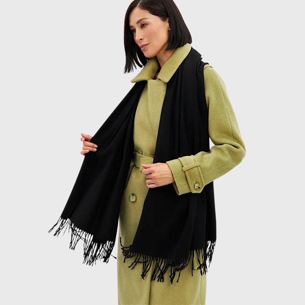 Жіночий шарф кашеміровий чорний natural, 200*68 - 2