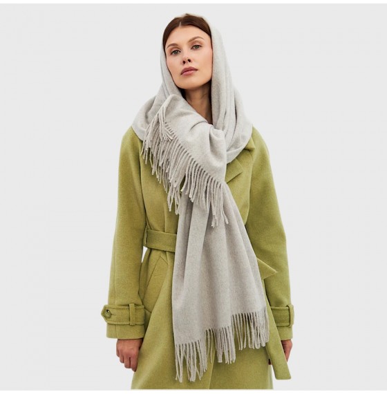 Жіночий шарф кашеміровий світло-сірий натуральний 200*68 см