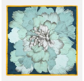 Шовкова хустка шийна кольору бірюзові перли, 53*53 см