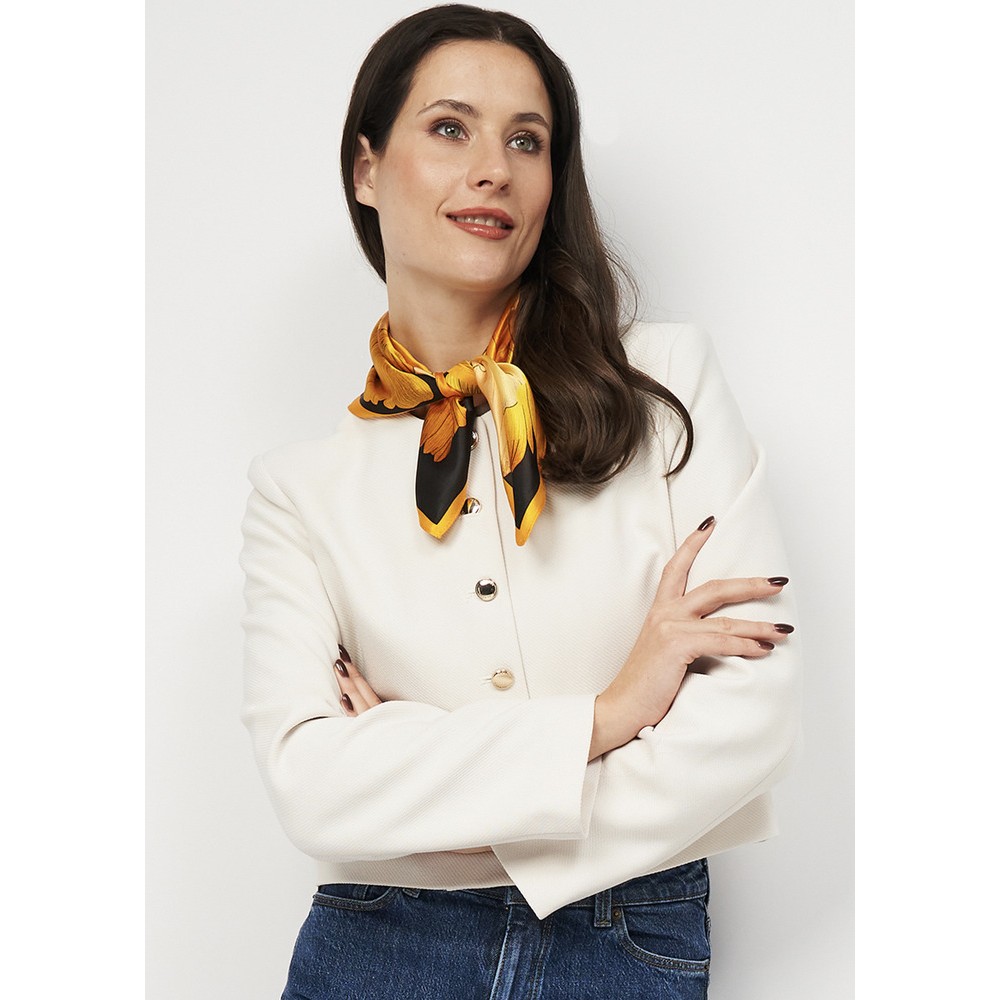 Шовкова хустка жіноча шийна золотий оксамитець, 53х53 см - 3