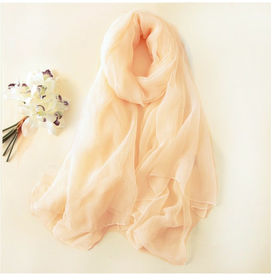 Жіночий шарф жатка прозорий молочно-персиковий, 135*160см