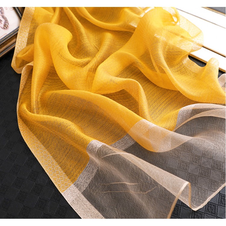 Жіночий шарф шифоновий прозорий куркума, 200*70 см - 2
