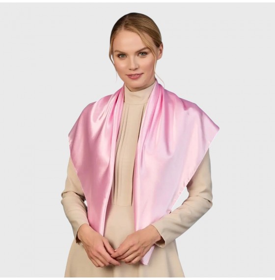 Атласна хустка жіноча рожева однотонна, 90*90 см Атласна хустка жіноча рожева однотонна, 90*90 см