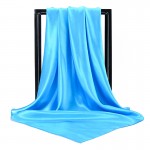 Атласна хустка шовкова блакитна однотонна, 90*90 см 