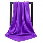 Атласный платок женский фиолетовый однотонный, 90*90 см