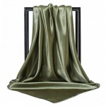 Атласный платок женский оливковый хаки нежный, 90*90 см