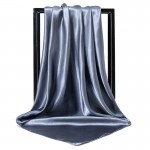Атласный платок женский серый стальной, косынка 90*90 см