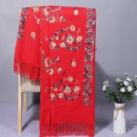 Жіночий шарф-палантин кашеміровий червоний вишитий 
