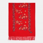 Жіночий шарф-палантин кашеміровий червоний вишитий 