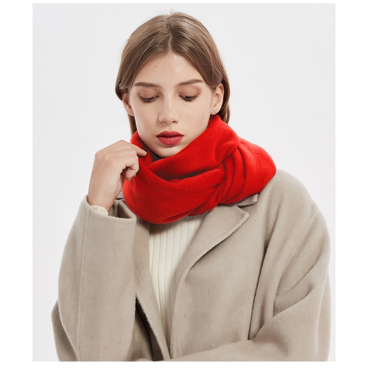 Вовняний шарф жіночий червоний однотонний, 180*32 см - 7