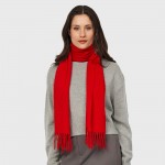 Шерстяной шарф женский красный однотонный, 180x32 см