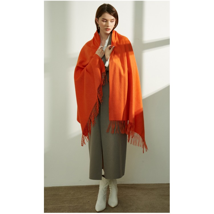 Жіночий шарф помаранчевий однотонний Sky Cashmere, 180*70 см - 3