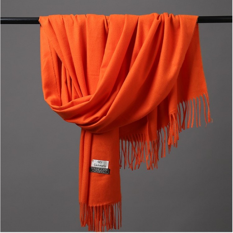 Жіночий шарф помаранчевий однотонний Sky Cashmere, 180*70 см - 5