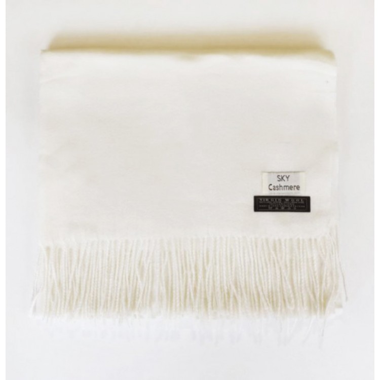 Жіночий шарф молочний однотонний SKY Cashmere, 180*70 см - 6