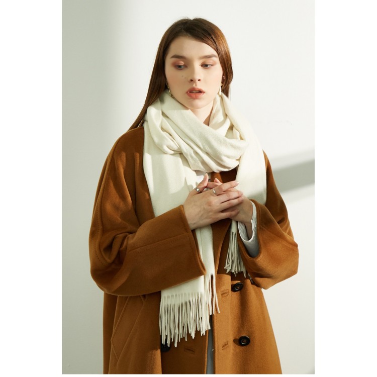 Жіночий шарф молочний однотонний SKY Cashmere, 180*70 см - 4