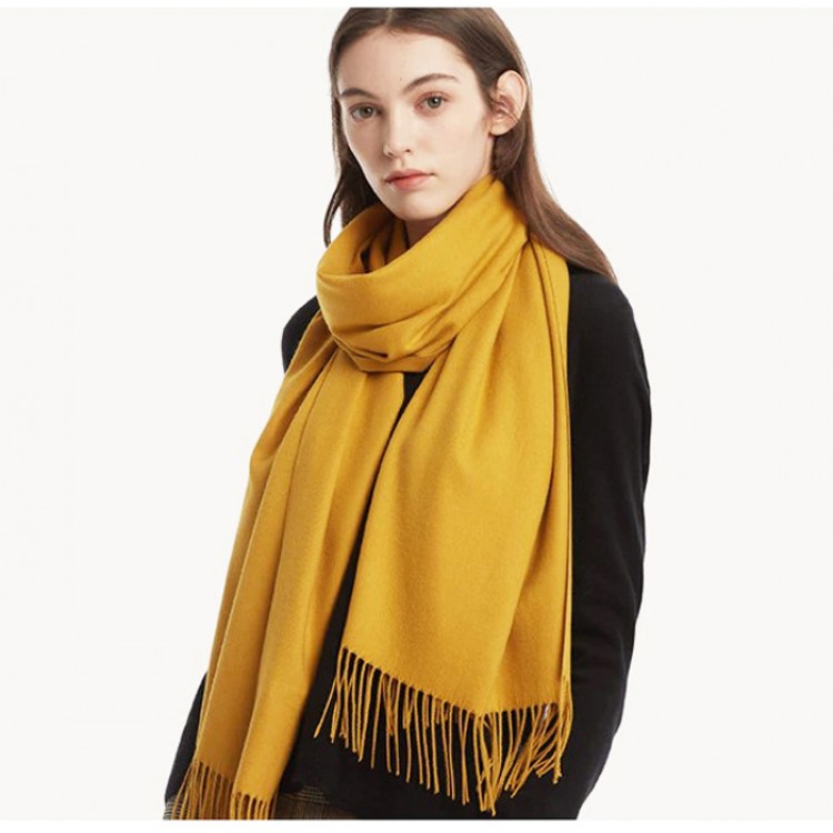 Жіночий шарф жовтий каррі SKY Cashmere, 180*70 см - 4