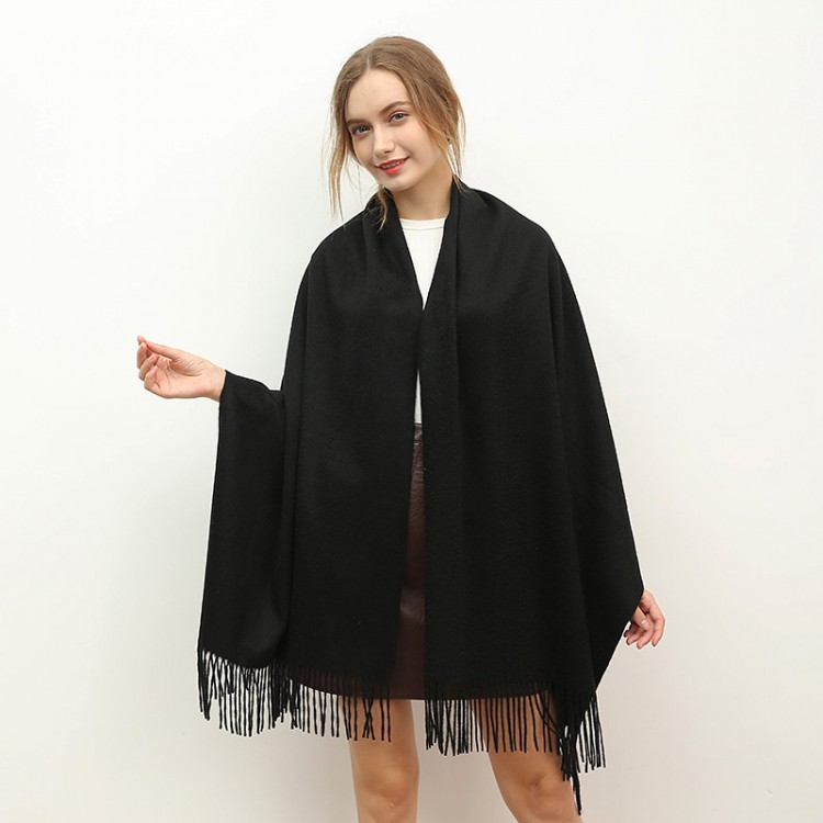Жіночий шарф чорний однотонний SKY Cashmere, 180*70 см - 4