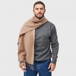 Мужской шарф шерстяной бежевый camel, 180*33 см 