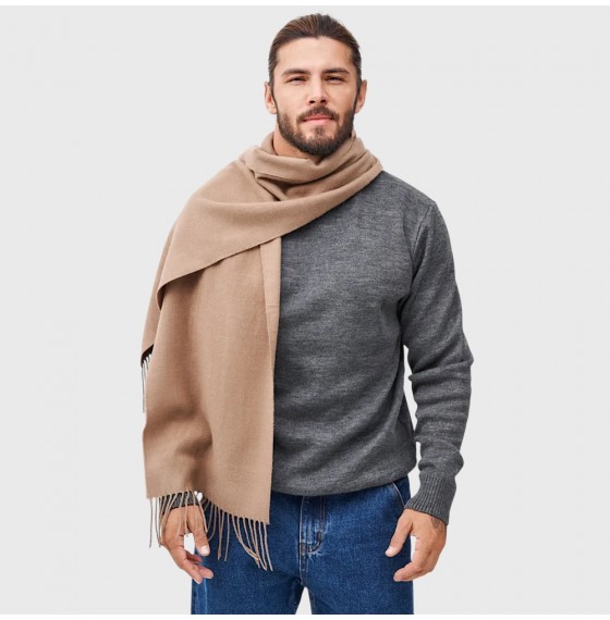 Чоловічий шарф вовняний бежевий camel, 180*33 см Чоловічий шарф вовняний бежевий camel, 180*33 см