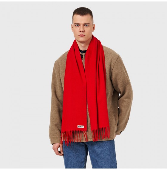 Чоловічий шарф вовняний червоний класичний, 180х33 см Чоловічий шарф вовняний червоний класичний, 180х33 см