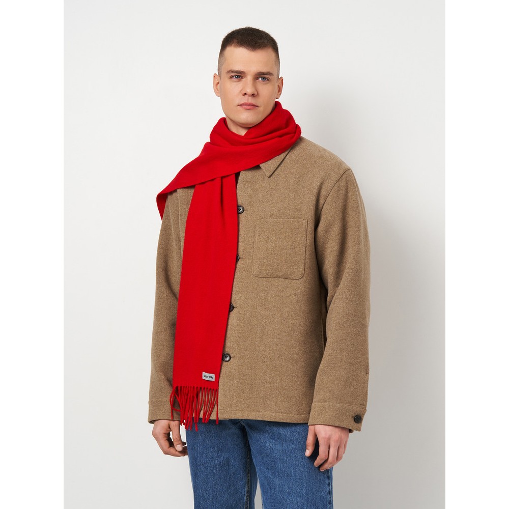 Чоловічий шарф вовняний червоний класичний, 180х33 см - 2