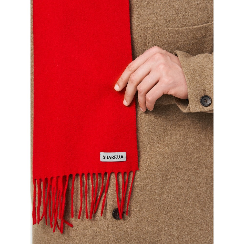 Чоловічий шарф вовняний червоний класичний, 180х33 см - 4