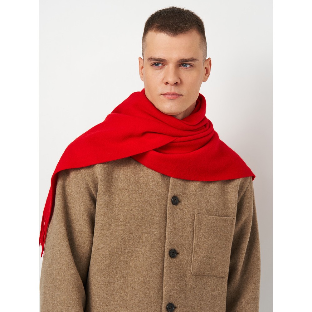 Чоловічий шарф вовняний червоний класичний, 180х33 см - 3