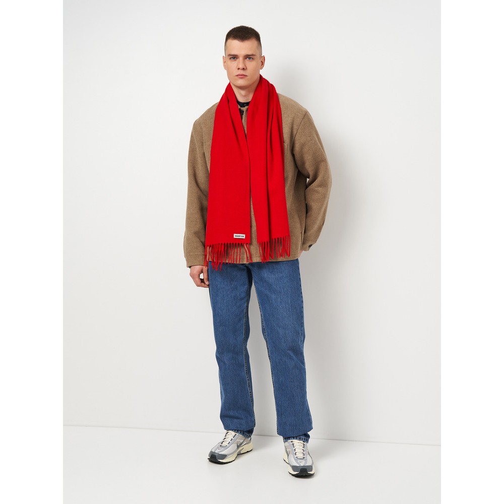 Чоловічий шарф вовняний червоний класичний, 180х33 см - 5