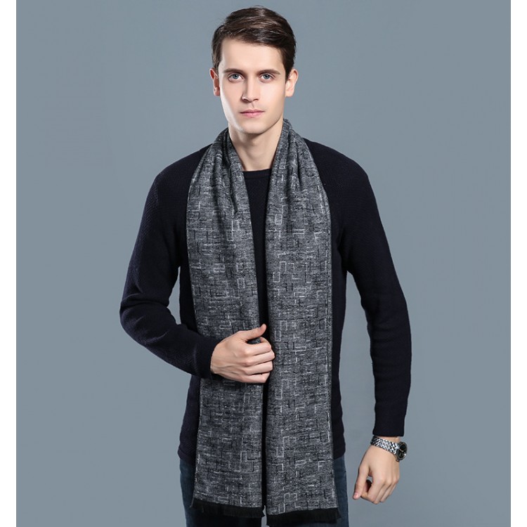 Чоловічий шарф сірий в англійському стилі, 180*30 см - 4