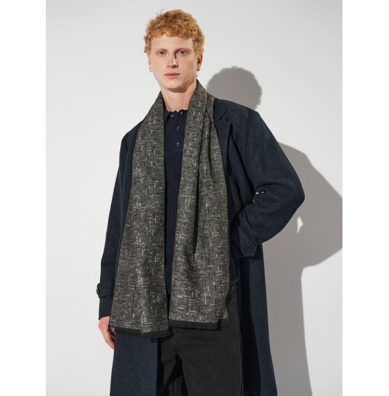 Чоловічий шарф сірий в англійському стилі 180x30 см Чоловічий шарф сірий в англійському стилі 180x30 см