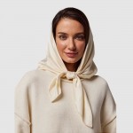 Атласный платок женский айвори однотонный, 90*90 см