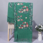 Жіночий шарф-палантин кашеміровий зелений вишитий, 195*70 см