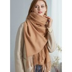 Жіночий шарф кашеміровий бежевий капучіно, 190*70