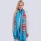 Кашемировый шарф голубой с вышивкой, 195*70 см