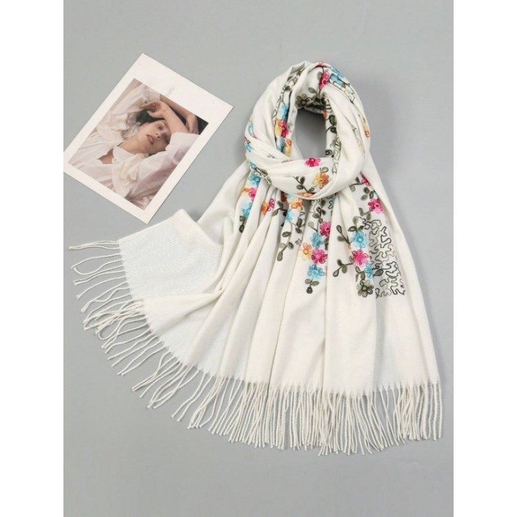 Жіночий шарф із вишивкою у французькому стилі, 185*70 см - 7