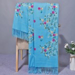 Жіночий шарф блакитний з французькою вишивкою, 185*70 см