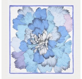 Шовкова хустка шовк синьо-блакитна квітка, 53*53 см
