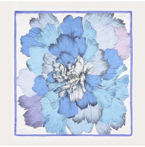 Шовкова хустка шовк синьо-блакитна квітка, 53*53 см