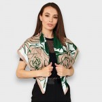 Шелковый платок женский с розой, 90*90 см