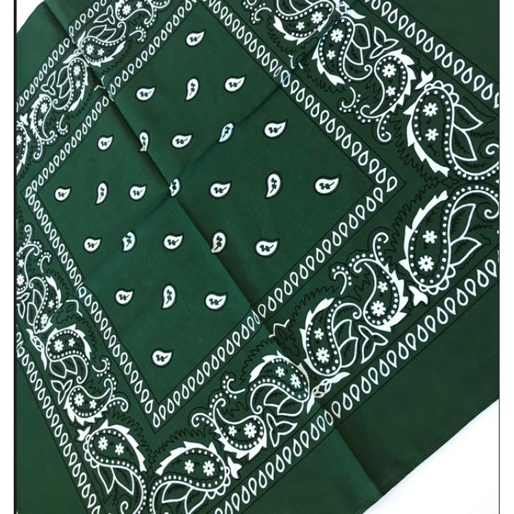 Бандана темно-зелена бавовняна орнамент пейслі 55*55 см - 3