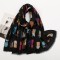 Жіночий шарф-палантин чорний з кітами, 180*85