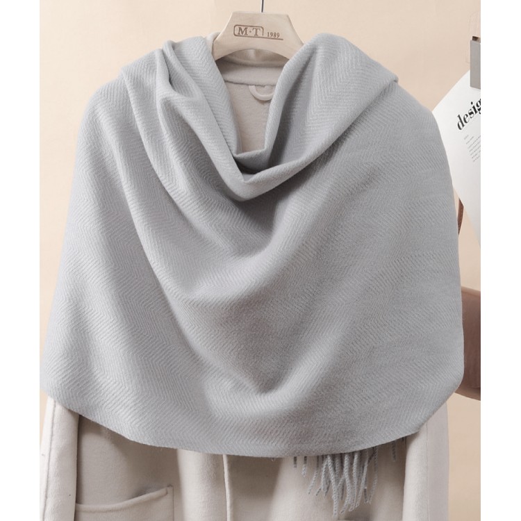 Вовняний шарф жіночий однотонний ніжний grey - 4