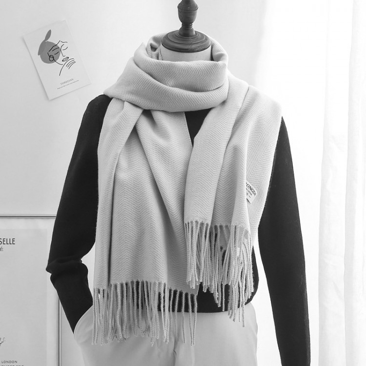 Вовняний шарф жіночий однотонний ніжний grey - 2