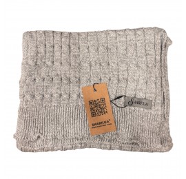 Шарф вязаный шерстяной серый рельефный теплый, 160*25 см